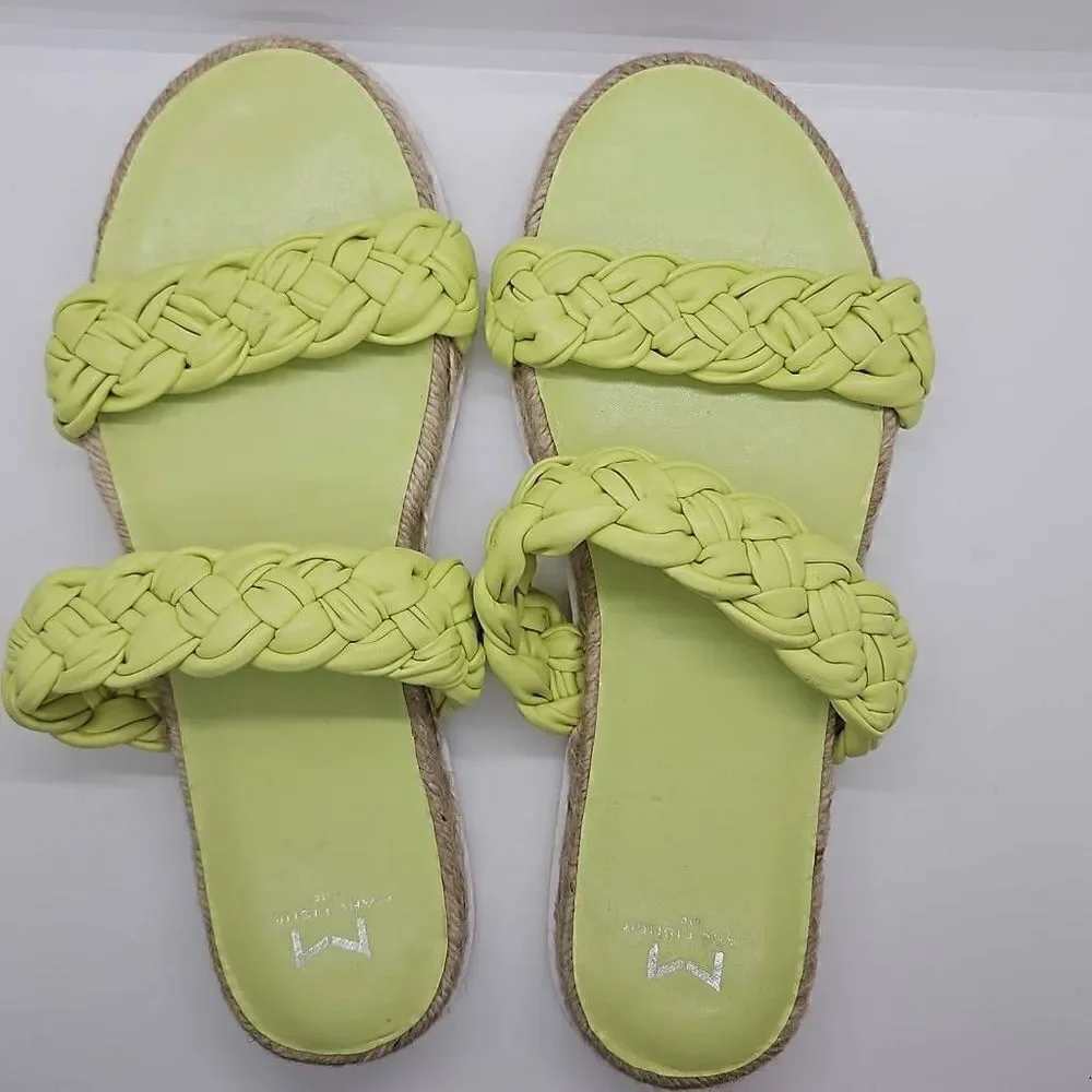 Lime Green Jaime Flat Marc Fisher Slip On Women Sandals Espadrille Size 8.5